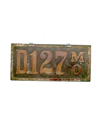 old Missouri leather license plate 14