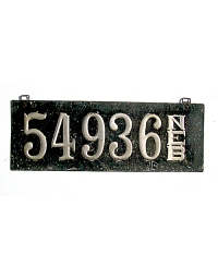 old Nebraska leather license plate 13