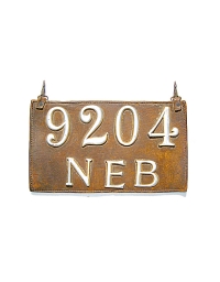 old Nebraska leather license plate 5