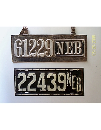old Nebraska leather license plate 14