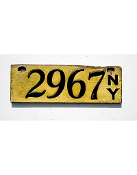 old New York wood license plate 1