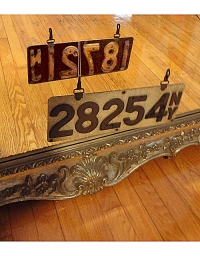 old New York leather license plate 18