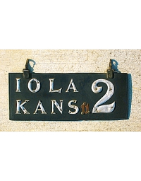 old Kansas leather license plate 5