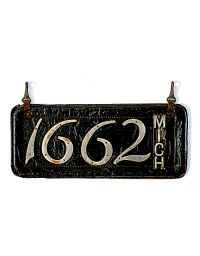 old Michigan leather license plate 3