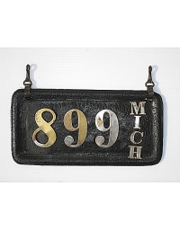 old Michigan leather license plate 2
