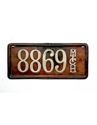 old Michigan leather license plate 7