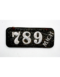 old Michigan leather license plate 1