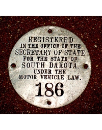 old South Dakota aluminum dashboard disc